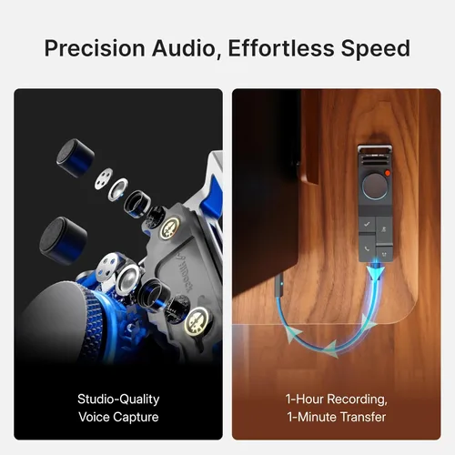 Miniatura 9 de HiDock Grabadora de voz AI P1 funciona con auriculares Bluetooth: Grabadora de voz inteligente BlueCatch Tech con reproducción Transcriptor AI
