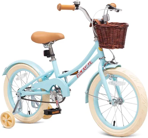 Miniatura 10 de ACEGER Bicicleta para niñas con canasta, bicicleta para niños de 3 a 13 años, incluye freno de contrapedal y freno de pinza, 14, 16, 18 pulgadas
