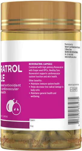 Miniatura 3 de Healthy Care Resveratrol Capsule - 180 Cápsulas