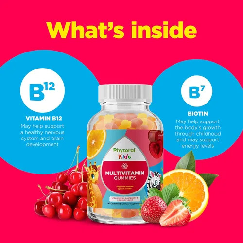 Miniatura 6 de Phytoral Gomitas multivitamínicas masticables para niños, vitaminas gomosas para apoyar el estado de ánimo, impulso de energía natural y apoyo