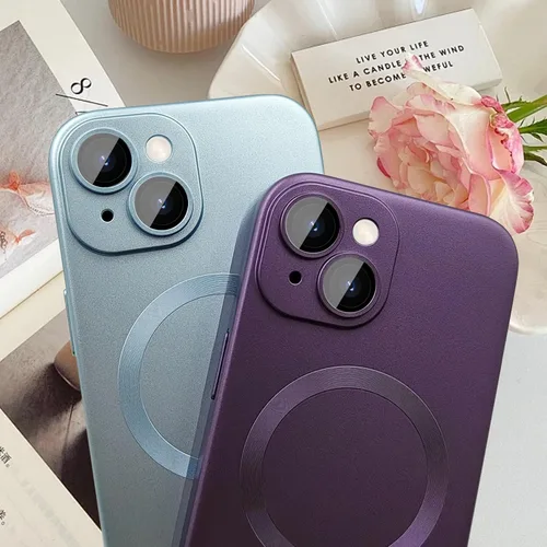 Miniatura 7 de ankofave Funda Magnética para iPhone 14 Plus para Mujeres, Funda Resistente Mate de Lujo Diseño Suave Metálico con Protector de Lente de Cámara