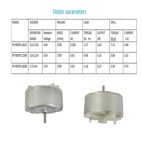 Miniatura 4 de Micro motor eléctrico 3V-2700RPM 500TB-18280 Pequeño motor de CC 2 piezas