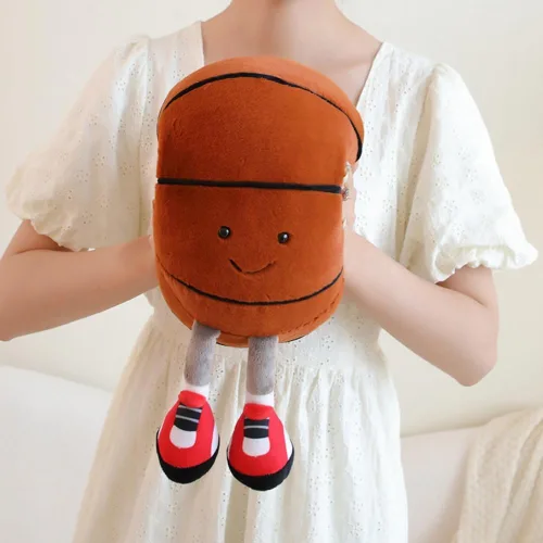 Miniatura 2 de Almohada de peluche de fútbol y baloncesto de 12 pulgadas, pelotas deportivas de peluche, muñeca de felpa creativa de baloncesto/fútbol, cojín suave