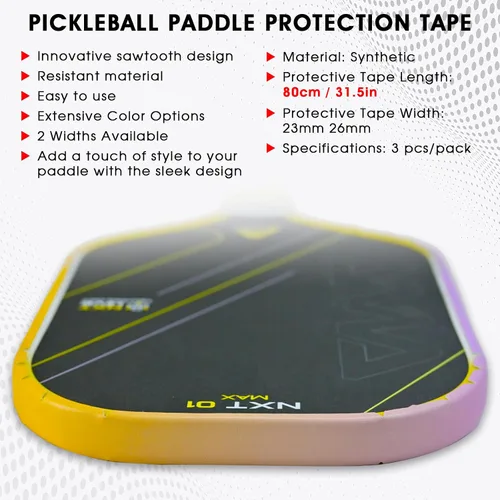 Miniatura 172 de PICKLETECH Cinta de protección de pala de pickleball – Protector de borde de cabeza de paleta – Cinta de protección de borde de raqueta ajuste gris