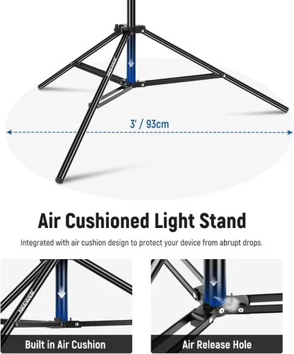 Miniatura 3 de NEEWER Soporte de luz de aluminio acolchado de aire, soporte de fotografía ajustable de 9.8 pies con brazo de pluma, contrapeso, bolsa de arena