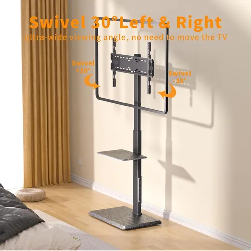 Miniatura 4 de Afaloona Soporte universal para TV de suelo, soporte de TV con toma de corriente y estante extraíble para TV de 32 a 75 pulgadas de hasta 110