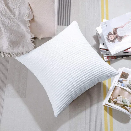 Miniatura 266 de Artscope Fundas de Almohada de Pana a Rayas Acogedoras Súper Suaves Decorativas Cuadradas Fundas de Cojín para Sofá Sillón Dormitorio Decoración