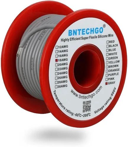 Miniatura 53 de BNTECHGO Carrete de alambre de silicona de calibre 16, rojo de 25 pies y negro, 25 pies, 2 cables separados, alambre de cobre estañado flexible