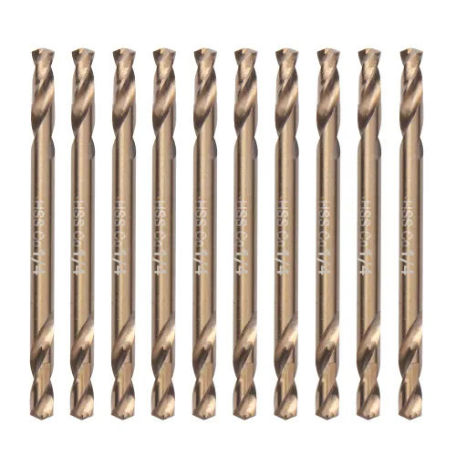 Brocas de cobalto de 1/4 pulgadas (10 unidades), M35 HSSCO de acero de alta velocidad de doble extremo rechoncho para metal endurecido, acero