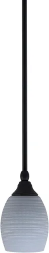Miniatura 186 de Toltec Lighting Tallo Colgado Mini colgante, acabado de cobre negro, 3.5" cuadrado humo burbuja vidrio