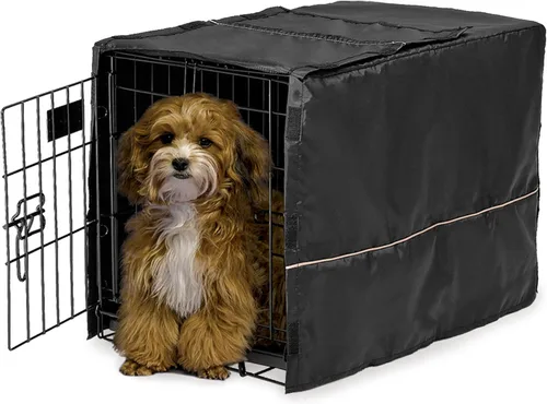 Miniatura 20 de MidWest Funda para jaula de perro, para dar privacidad, se puede lavar a máquina y secar Patrón geométrico marrón