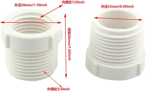 Miniatura 2 de 10 unids 3/4 "rosca macho a 1/2" hembra buje reductor de rosca para accesorios de tubería de PVC
