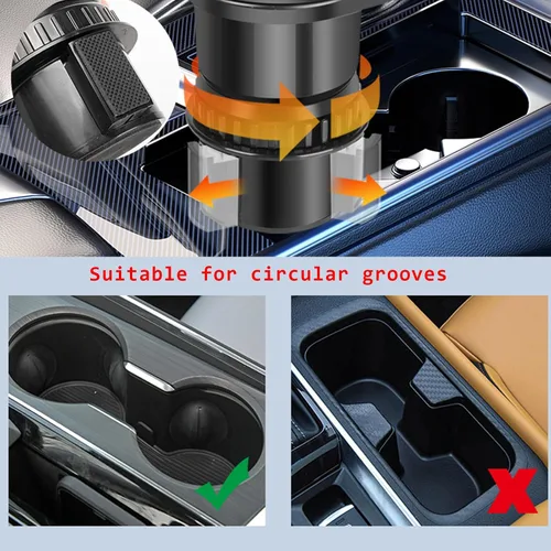 Miniatura 8 de Expansor de portavasos para automóvil, extensor adaptador multifuncional 2 en 1 para portavasos de automóvil, con base ajustable, compatible