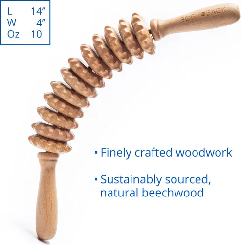 Miniatura 5 de Body Back Rodillo curvo de terapia de madera para maderoterapia, drenaje linfático, masaje de celulitis y rodillo de masaje, herramienta de masaje