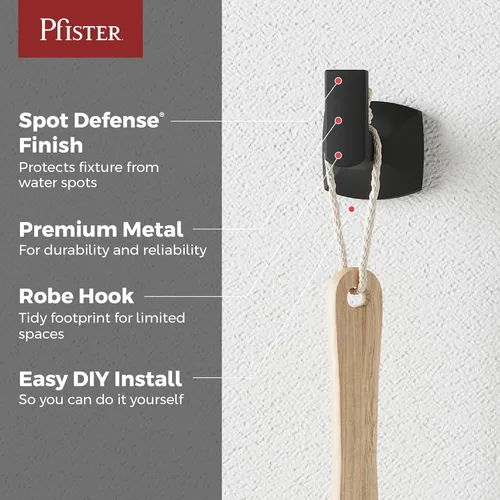 Miniatura 2 de Pfister Vaneri BRHVRI0B - Gancho para toallas de baño, montaje en pared, atornillado, acabado negro mate, BRHVRI0B