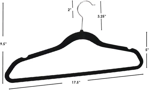 Miniatura 6 de Home Basics Perchas para trajes/ropa de interior de acero negro para interiores (paquete de 25), 9.25 pulgadas de alto x 18 pulgadas de ancho x 0.25
