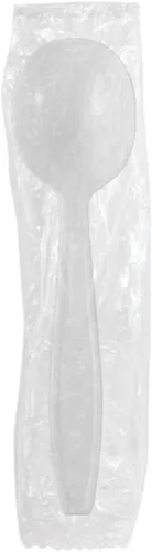 Karat U3532W - Cuchara de sopa desechable de 5.6 pulgadas de poliéster, pesada, color blanco (paquete de 1000)