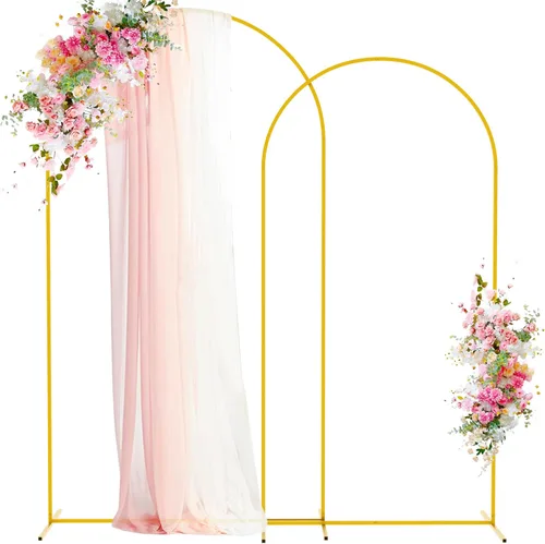 Miniatura 10 de Wokceer Soporte de Arco de Fondo para Boda 7.2 pies, Juego de Soporte de Arco de Metal Dorado de 6 pies, Set de 2 para Fiesta de Cumpleaños