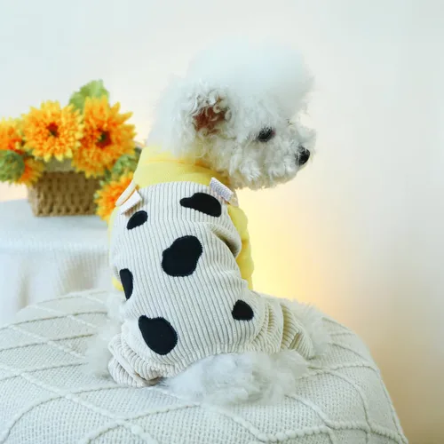 Miniatura 6 de Ropa de invierno para perros, camisas a cuadros para mascotas, elegante mono con babero para perros pequeños, lindos dibujos animados, monos