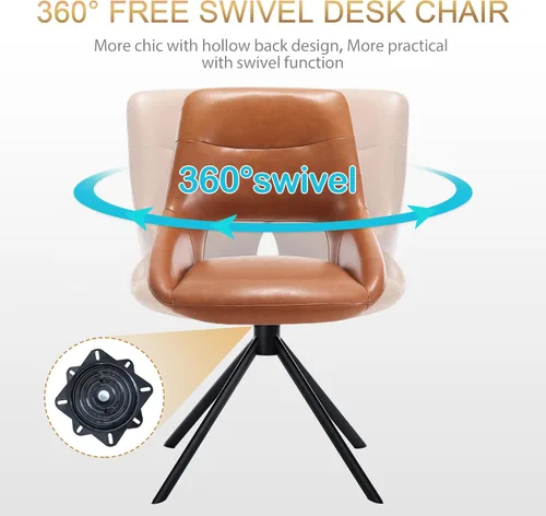 Miniatura 3 de Zesthouse Silla de escritorio moderna sin ruedas, silla giratoria de tocador con respaldo hueco, silla de oficina en casa sin brazos para niñas