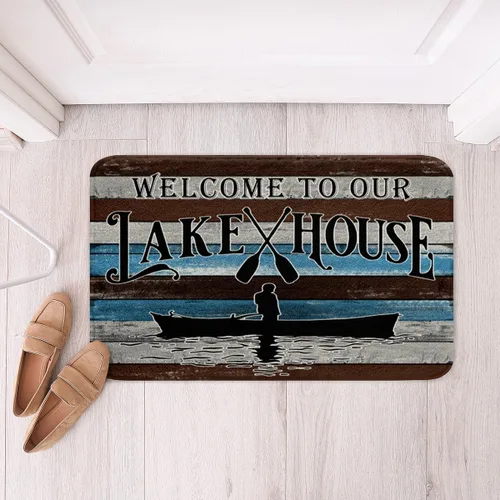 Miniatura 7 de Feelyou Lake House - Alfombra de baño antideslizante de 20 x 32 pulgadas, alfombra de baño rústica para puerta de casa de campo, lago, barco, rojo