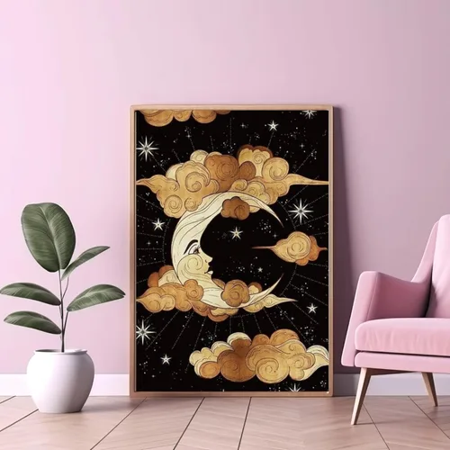 Miniatura 9 de Modern Merch Arte de Diamantes de Luna para Adultos Paisaje Celestial de Cielo Nocturno Pintura de Diamantes 5D para Adultos Decoración de Luna DIY