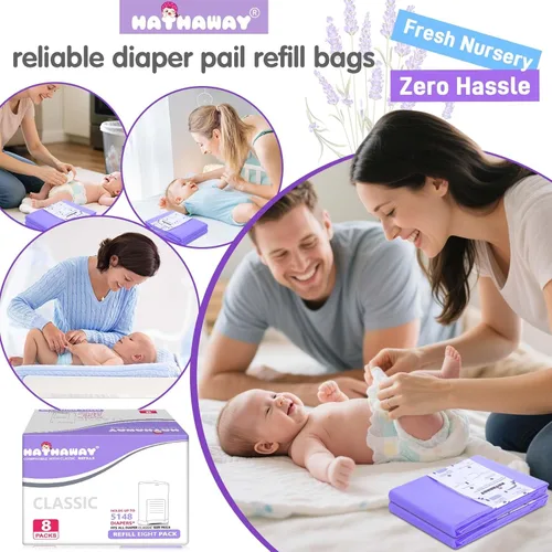 Miniatura 6 de Recambios compatibles con Dekor Classic, 30% de longitud extra, paquete de 8 forros para cubos de pañales, aroma a lavanda