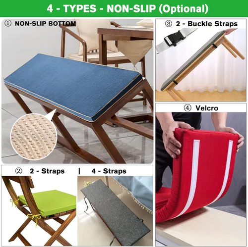 Miniatura 7 de Cojín de silla personalizado, cojín de banco para muebles de patio con ventana de bahía, cojín de taburete largo, diseño de tuberías personalizadas