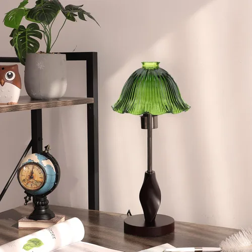 Miniatura 7 de CALLARON Cubierta de lámpara de cristal, cubierta de lámpara, pantalla de vidrio, pantalla colgante de repuesto para lámparas de mesa de pie (verde)