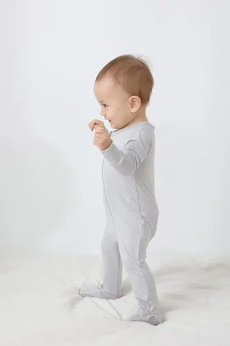 Miniatura 4 de Pijama de viscosa de bambú con pies para bebé, mameluco de manga larga de una pieza, pijama Sleep 'N Play, 0-24 meses