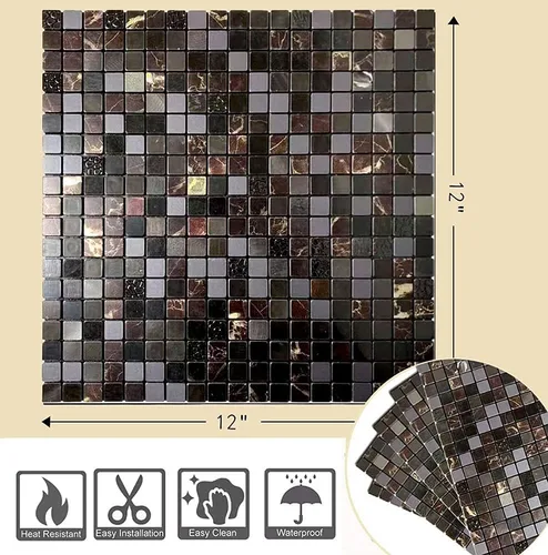 Miniatura 4 de XUANINY Azulejos de protección contra salpicaduras para cocina, baño, chimenea, mosaico de aluminio metálico autoadhesivo (12 x 12 pulgadas)