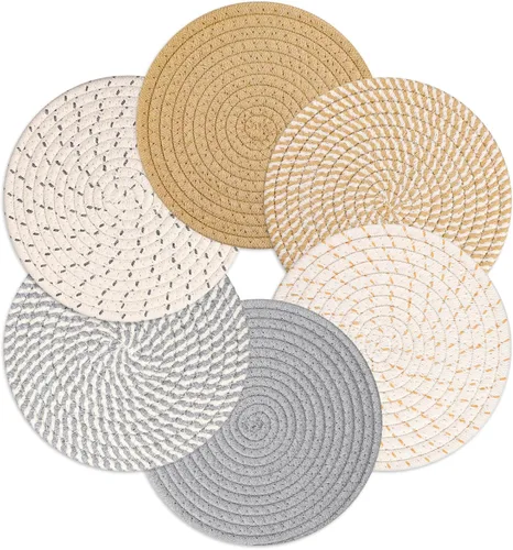 Billbotk Salvamanteles de 8 pulgadas para platos calientes, ollas calientes y sartenes, 6 almohadillas calientes resistentes al calor, soportes para
