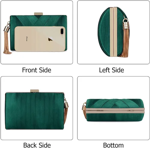 Miniatura 2 de BAGLAMOR Bolsos de noche de las mujeres elegante borla bolso embrague bolso para novia boda baile noche fuera fiesta