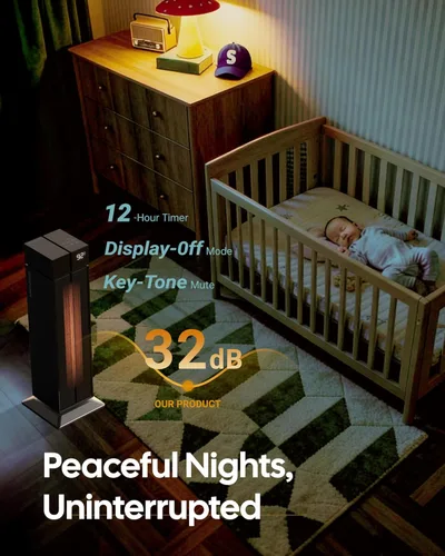 Miniatura 7 de Calentador de espacio para habitación grande, calentadores eléctricos de 25 pulgadas para uso en interiores con oscilación de 120°, 3 niveles
