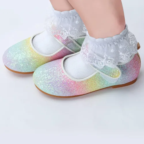 Miniatura 4 de TOZHCITA Zapatos de vestir de arco iris para niña, zapatos de princesa con purpurina para bebé, zapatos de Mary Jane brillantes para fiesta, zapatos
