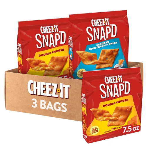 Miniatura 13 de Cheez-It Snap'd Chips de Galletas de Queso, Crujientes Delgadas, Aperitivos para el Almuerzo, Cheddar Crema Agria y Cebolla, Caja de 45oz (6 Bolsas)