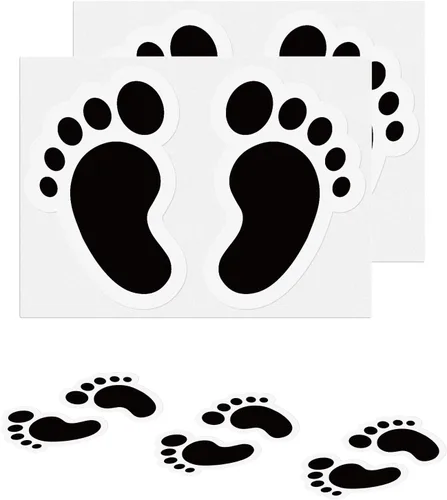 Miniatura 16 de 20 pares de calcomanías de huellas negras de 3 x 7 pulgadas, vinilo autoadhesivo para zapatos, decoración de pies a distancia, impermeable