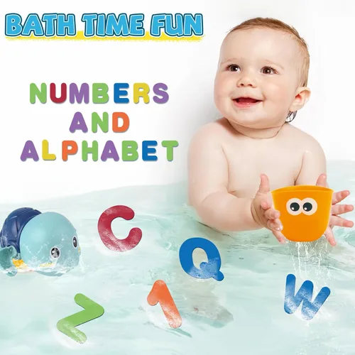 Miniatura 6 de LZZAPJ Juguetes de baño para bebés de 1 a 3 años, juguete de bañera para niños con 36 letras y números de espuma para el baño, juegos de pesca