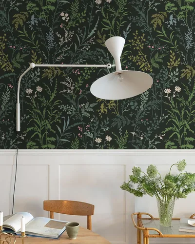 Miniatura 6 de Erfoni Papel Tapiz Despegar y Pegar de Hoja Oscura de 16.9''x118'' Boho Removible Papel Tapiz Floral de Hoja Autoadhesivo Adhesivo para Pared Papel