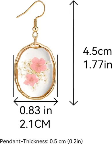 Miniatura 4 de Pressed Flower Earrings,Handmade Forget-Me-Not and Queen Anne's Lace Wildflower Earrings,Unique Resin Dried Flower,Perfect for Parties