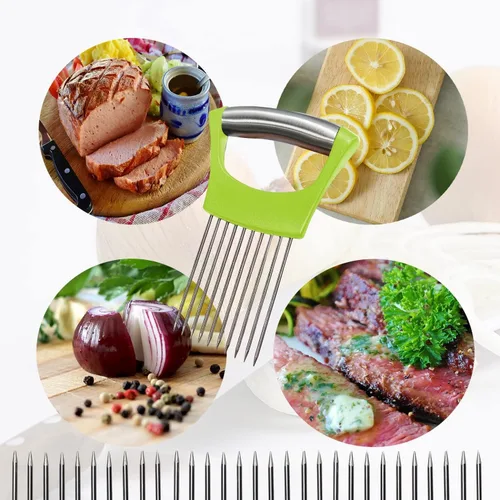 Miniatura 7 de Soporte para Cebollas para Cortar - Herramienta de Cocina Multiusos para el Cortado Seguro y Eficiente de Cebollas, Tomates, Papas, Manzanas y Más