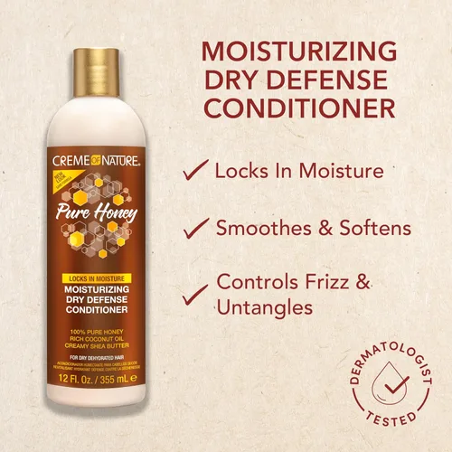 Miniatura 3 de Creme of Nature Pure Honey Acondicionador Hidratante de Defensa Seca Moisturizing, Hidrata, Desenreda y Suaviza el Cabello Seco, Regalo de Cuidado