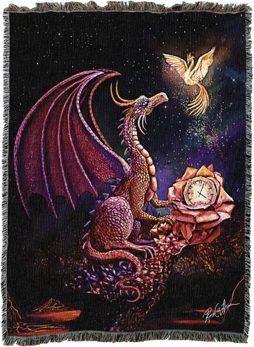 Miniatura 29 de Pure Country Weavers Rose Khan - Manta con diseño de dragón del tiempo de amatista tejida de algodón, hecha en los Estados Unidos (72 x 54 pulgadas)