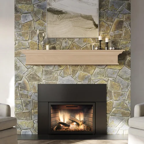 Miniatura 2 de MANTELSDIRECT Estante flotante de madera para chimenea de 60 pulgadas sin terminar, Bellamy de Mantels Direct, estante de pared rústico de madera