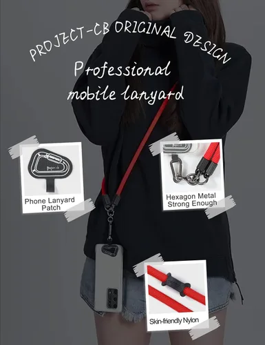 Miniatura 4 de Cordón para teléfono celular ×1, Pestaña de sujeción ×2, Correa de teléfono ajustable universal, Cruzada, Cordón para el cuello, Correa de cuerda