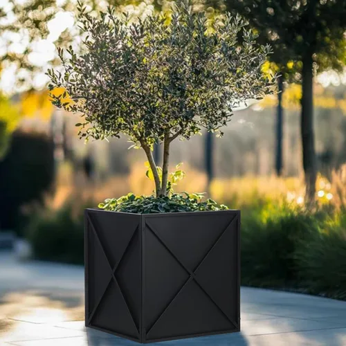 Miniatura 6 de BAYN Macetero Cuadrado de Metal Maceteros Altos para Plantas de Exterior Moderno Resistente con Agujeros de Drenaje para Exterior Interior Patio