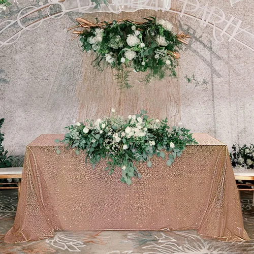 Fitable Mantel de lentejuelas color oro rosa para fiestas, 60x84 pulgadas, mantel rectangular con purpurina brillante para boda, baby shower,