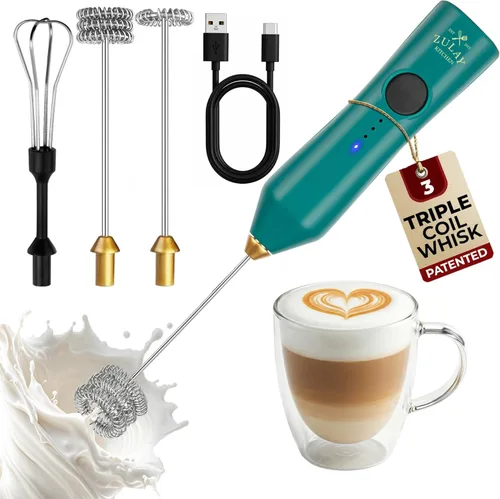 Miniatura 20 de Zulay Kitchen Espumador de leche de mano con pilas Duracell AA – Mezclador eléctrico ultrarrápido y creador de espuma, mezclador de bebidas fácil