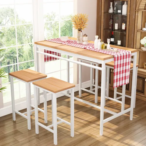 Miniatura 4 de DKLGG Juego de mesa de comedor para 4 mesas de cocina y sillas para 4, mesa de cocina pequeña con 4 taburetes, juego de mesa de comedor de madera