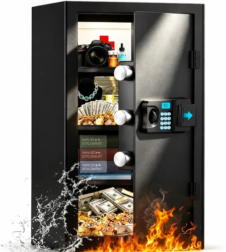 Caja de seguridad grande de 7.0 pies cúbicos a prueba de incendios para el hogar, caja de seguridad digital antirrobo con cerradura de combinación,